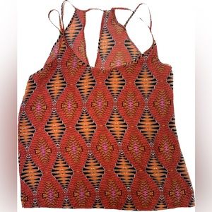 Stradivarius orange/red print top (USA 5)